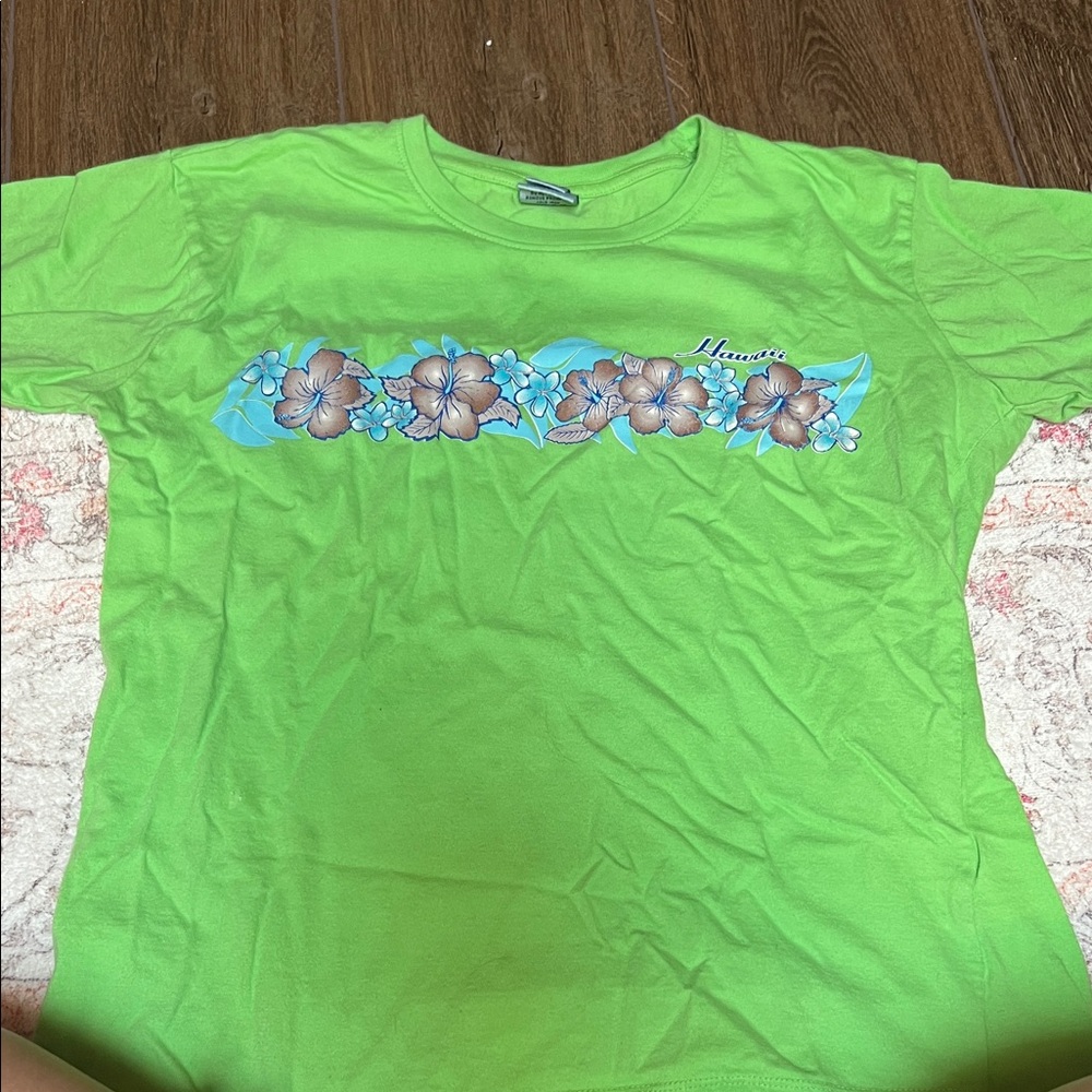 Green Floral “Hawaii” Women's Short Sleeve Tee
